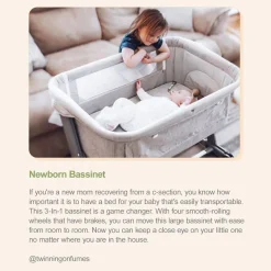 Travel Cots & Beds|Bassinets & Co-Sleepers*Unilove Hug Me Plus 3-in-1 Bedside Bassinet with Mosquito Net Shadow Grey