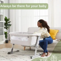 Travel Cots & Beds|Bassinets & Co-Sleepers*Unilove Hug Me Plus 3-in-1 Bedside Bassinet with Mosquito Net Shadow Grey