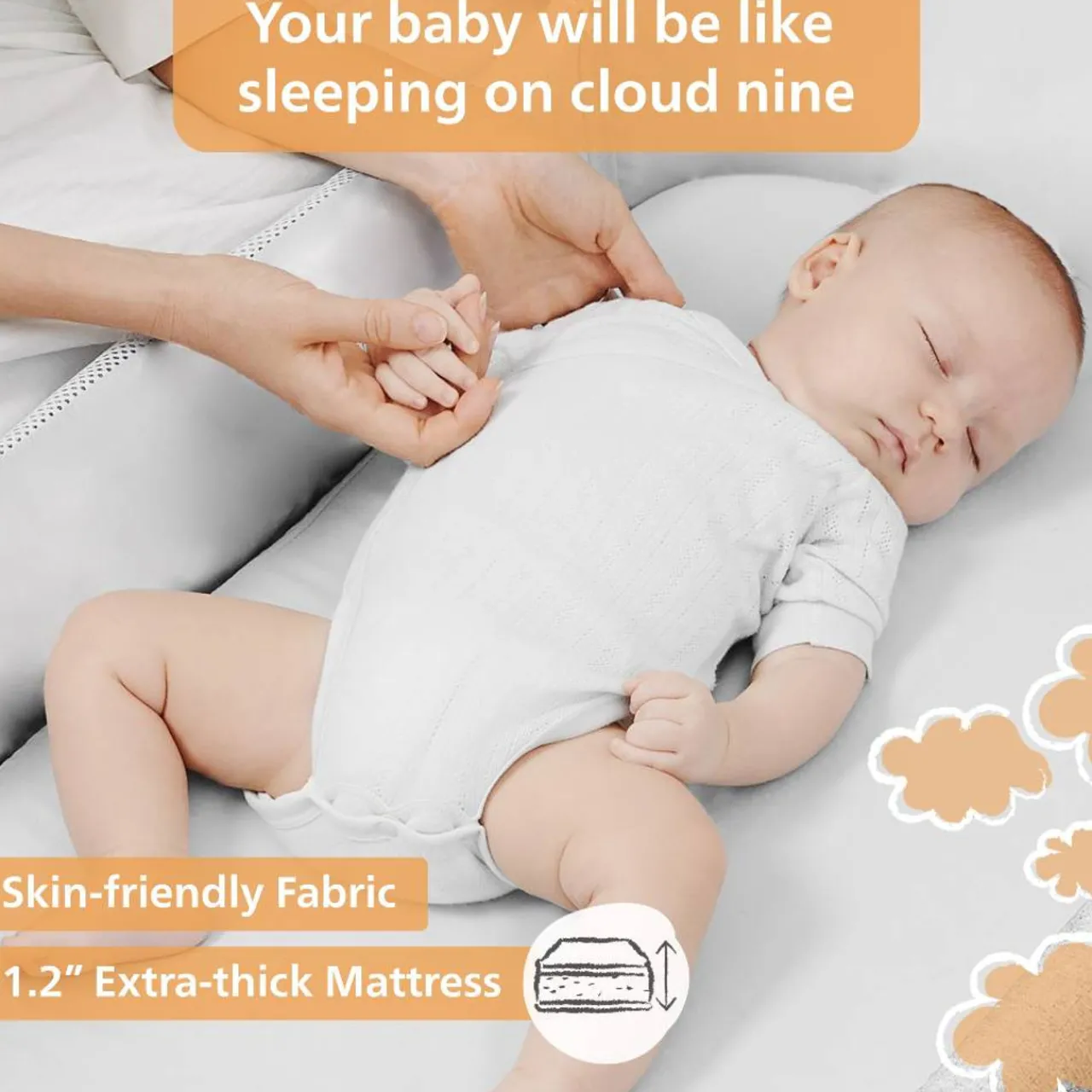 Travel Cots & Beds|Bassinets & Co-Sleepers*Unilove Hug Me Plus 3-in-1 Bedside Bassinet with Mosquito Net Shadow Grey