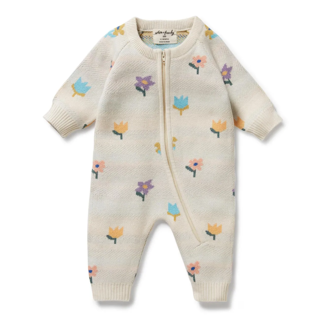 Sleepwear & Pjs*Wilson + Frenchy Wilson & Frenchy Organic Knitted Jacquard Growsuit