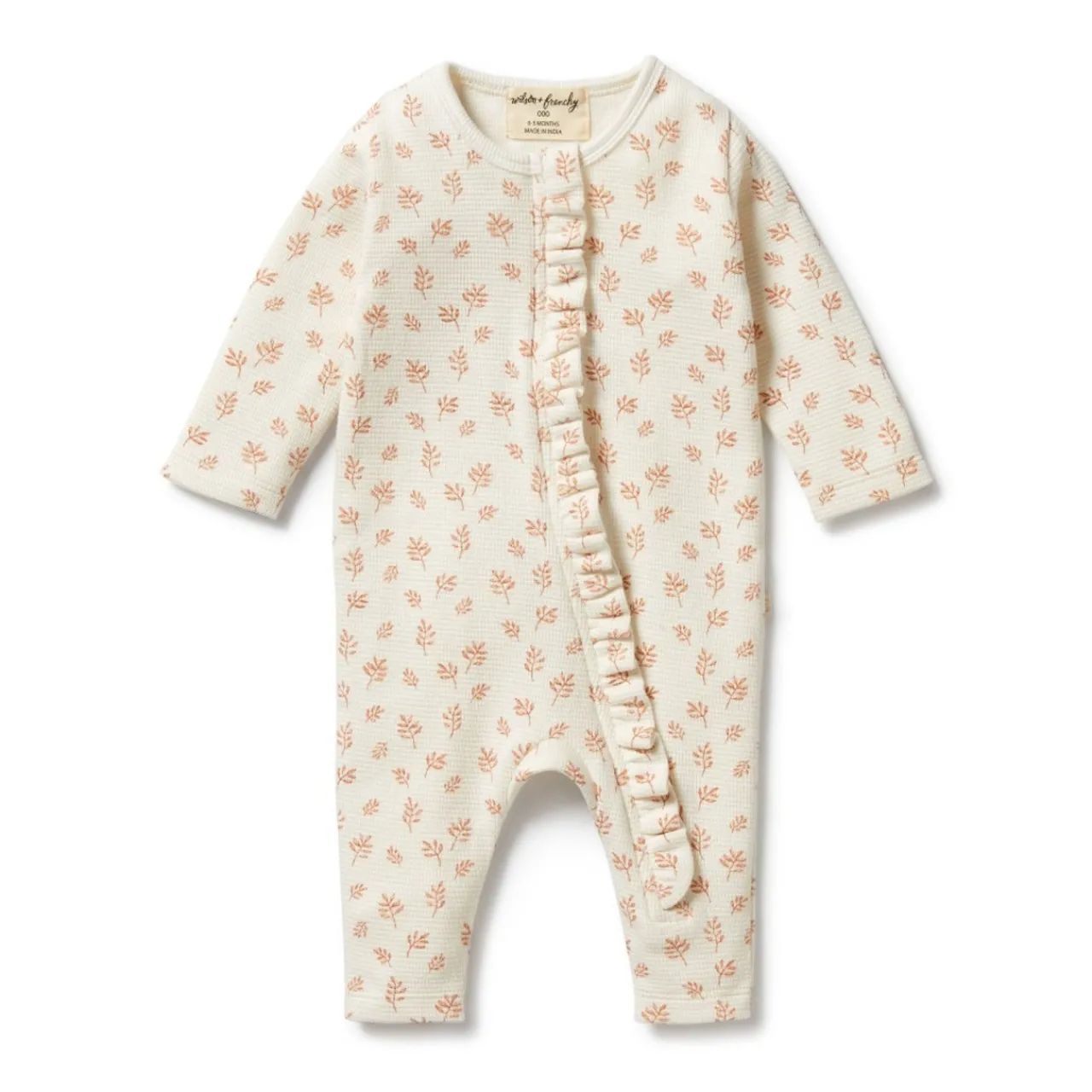 Sleepwear & Pjs*Wilson + Frenchy Wilson & Frenchy Organic Waffle Ruffle Zipsuit Winter Bloom
