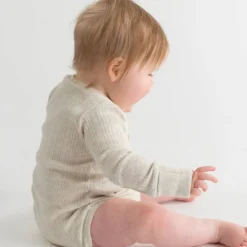 Merino Clothing & Sleepwear|Bodysuits & Singlets*Woolbabe Merino/Organic Cotton Long Sleeve Henley Bodysuit - Daydream Collection