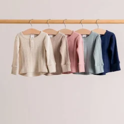 Tops & Pants|Merino Clothing & Sleepwear*Woolbabe Merino/Organic Cotton Long Sleeve Henley Top - Daydream Collection