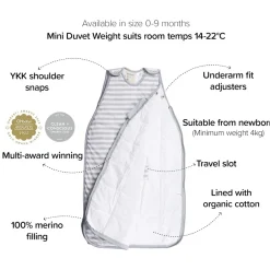 Winter Sleeping Bags*Woolbabe Mini Duvet Side Zip - 0-9 months