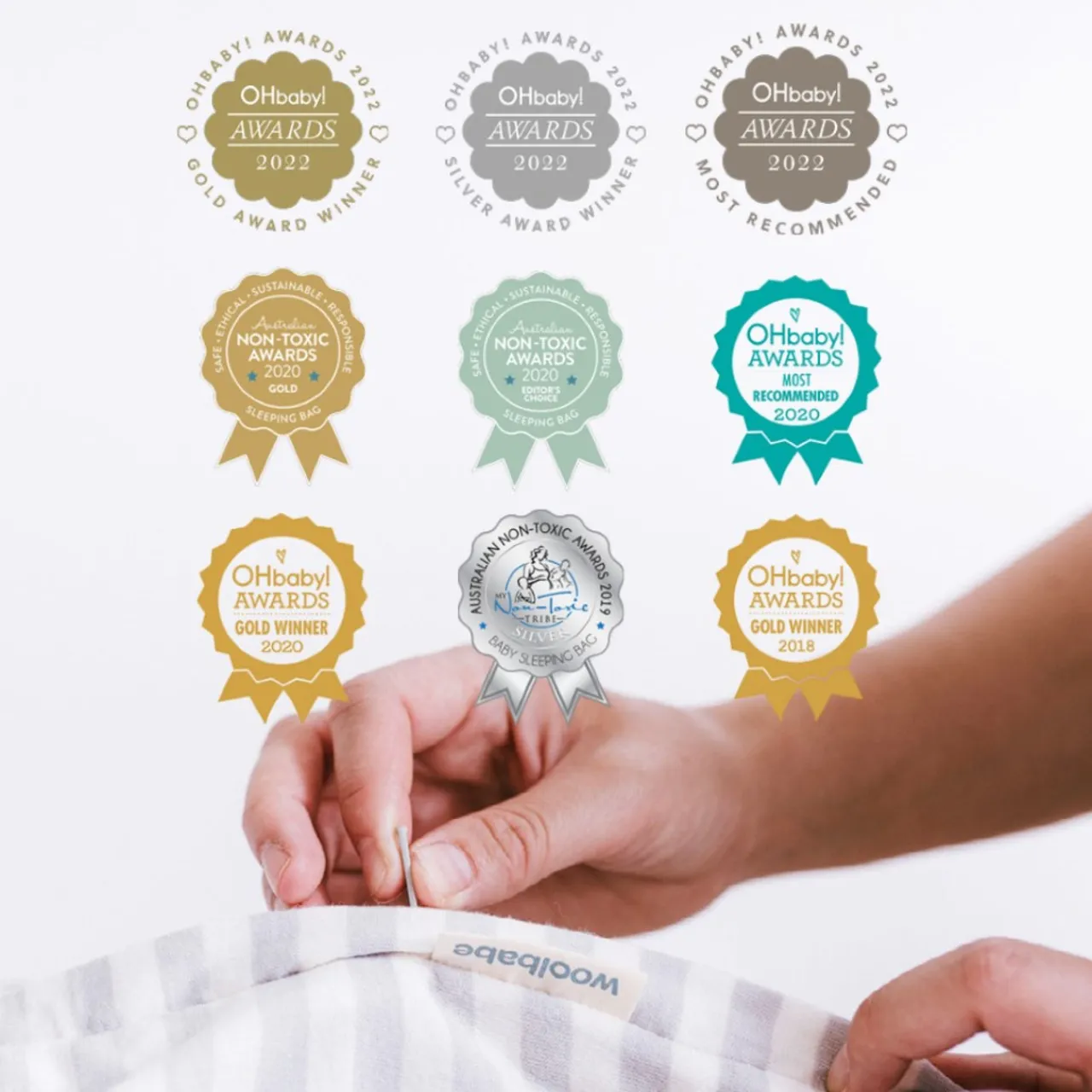 Mid Season Sleeping Bags*Woolbabe Mini 3-Seasons Side Zip - 0-9 months