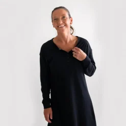 Grown Ups*Woolbabe Relax! Henley Long-Sleeve Nightie Solid Night