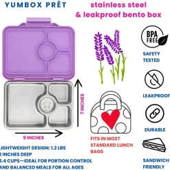 Lunchboxes, Snackboxes & Snack Bags|Lunch Boxes, Snack Boxes & Insulated Bags*YumBox Pret Stainless Steel 4 Compartment Bento Lunchbox