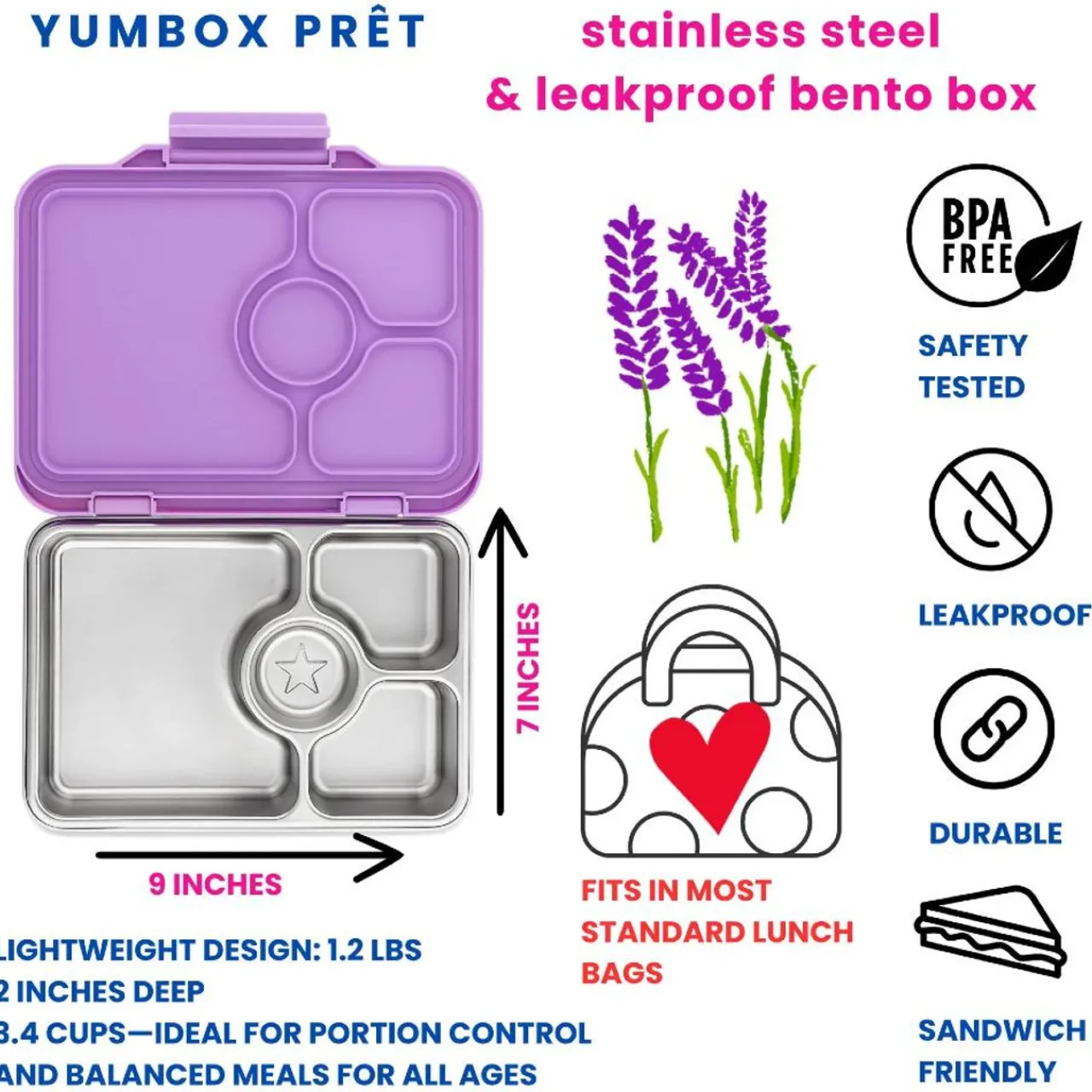 Lunchboxes, Snackboxes & Snack Bags|Lunch Boxes, Snack Boxes & Insulated Bags*YumBox Pret Stainless Steel 4 Compartment Bento Lunchbox